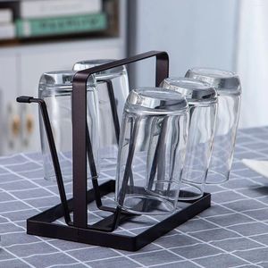 Kök förvaring stål flask kopp hängande torkställ 6 krok arrangör för dricka glasbehållare med skyddande gummiändar krokar