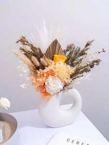 Flores decorativas ins mistas pampas de palmeira seca preservada hidrangea rosa rosa seca buquê de casamento casa decoração floral decoração do dia dos namorados dia