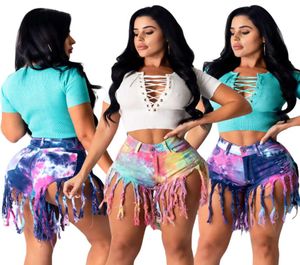 style fringes ground hair tie dyed imitation denim shorts women039s jeans4235205