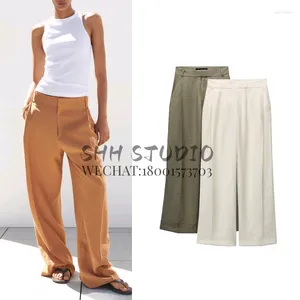 Women's Pants Za Fall Clothing Work Loose Straight Casual Slimming High Waist Wide Legs Trousers 7385440