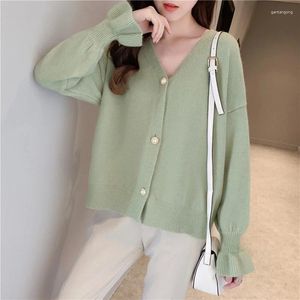 Women's Knits Knits Cardigan Women Autumn Inverno inverno Corea Solgo di abbigliamento da esterno a colori solidi abbottoni