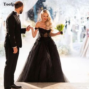 Partykleider toofgon schwarz glitzer tüll long Frauen appliziert Spitze formelle Anlässe transparente Abendkleider 2024