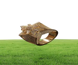 Micro Pave Cubic Zirconia ghiacciata anelli a stella per uomini Donne Hip Hop Gold Ring Anello nuziale Full Diamond Jewelry278D9347071