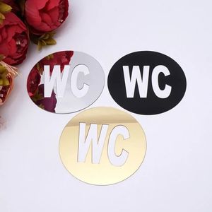 Acrylic WC Door Sign Mirror Wall Stickers Toilet Door Sign Bathroom WC Acrylic Sticker Wall Sticker Home for Home Decoration