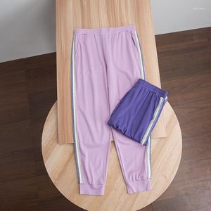 Pantaloni da donna in cotone perle morbido e traspirante!Panant della tuta a contrasto elastico ad alto contrasto elastico esportazione