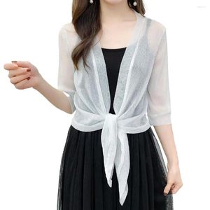 Women's Jackets Air-Conditioning Shirt Daily Leisure Light Cardigan Blusas Tops Rayon See-Through Solid Color Summer Elegant Female