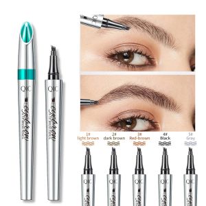 Enhancers Qic Fourjaw Ultrafine Liquid Eyebrow Tattoo Pencil vattentät och svettsäker mörkbrun flytande bryn penna makeup kosmetika