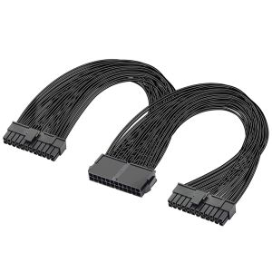 Supplia fonte de alimentação dupla PSU 24 pinos ATX Splitter Splitter Cable, 24 pinos (20+4) para o cabo de extensão da placa -mãe ATX