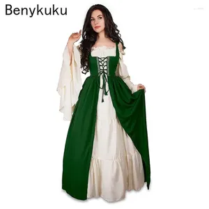 Abiti casual Due pezzi set collare quadrato Corset Corset Medieval Renaissance Vintage Dress Women Elegant Evening Long Gown Woman Abiti