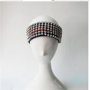 ELASTIC stripe Full Rhinestone Headbands Designer runway Headwrap Green and Red Strap clear crystal pave WOMEN party wedding