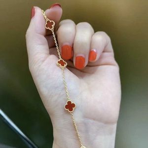 Varumärkes charm hög version van classic v guld mini clover par armband 18k rose vit fritillaria