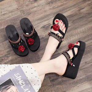 Sandallar Kama Kadın Moda Çiçekleri Kadın Terlik Açık Ayakta Bayanlar Flip Flops Açık Mekan Günlük Plaj Ayakkabıları Mujer Q37