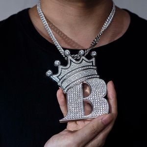 БОЛЬШОЙ размер Iced Out Sterling Sier Collece CZ персонализированные ювелирные украшения Custom Corne Письмо Хип -хоп подвеска