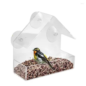 Inne zapasy ptaków w domu podajnika Kształt Pogoda Przezroczyste Ssanie Pucharu Outdoor Ptaków Karmienia ptaków wiszący Birdhouse do ogrodu