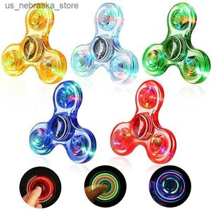 Novelty Games Fidget Spinners 5 Pack LED Lights Fidget Toy Set Childrens ADHD Anxiety Toy Decompression Hand Rotator XXY8 Q240418