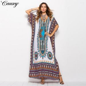 Casual Dresses Big Code Printing National Style Beach Dress Skirt Vacation