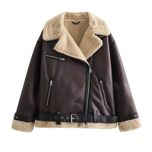 UNIZERA 2023 Autumn/Winter New Women's Wear New Fashion Casual Loose Versatile Leather and Fur One Piece Jacket Coat Women's down jacket jacket jacket