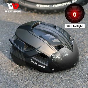 サイクリングキャップマスクウェストバイク自転車ヘルメットMTBロードテールライトヘルメット統合的な安全EPS+PC Ultralight Sport Bike Helmet L48