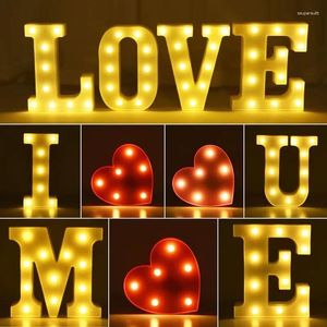 Dekoracyjne figurki A-Z Alphabet świetliste LED Nocne światła Liczba Lampa Baby Shower Happy Birthday Party Wedding Letter Decor Home Decor