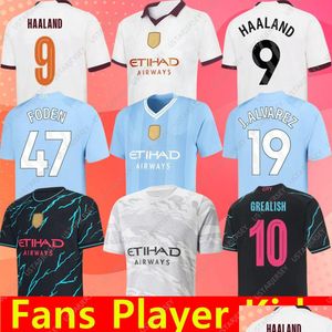 Jerseys de futebol Haaland 23 24 De Bruyne Phillips Mans Cidades Grealish Ferran Mahrez Foden Bernardo Joao Cancello Z Rodrigo futebol shir dhw89