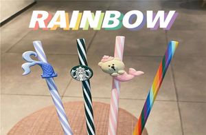 Drinking Straws Mermaid Bear Straw Accessories Rainbow Stripes Limited6186860
