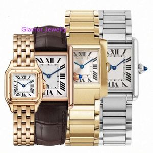 Gold Tank Womens Designer Catier Panthere Watches Diamond Watch for Woman Quartz Ruch Mash Modna wysokiej jakości ręka N7SJ#