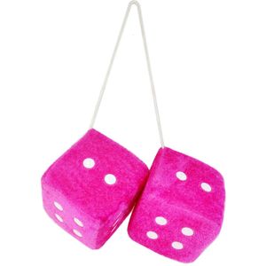 Custom Car Decoration Hanging Fuzzy with Dots Pendant Soft Stuffed Dice Plush Toys