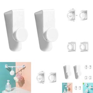 2st Portable Punch-Free Justerable Curtain Rod Holder Clamp Hooks Självhäftande klädfäste 360 ​​Rotation Triangel Ring Hook