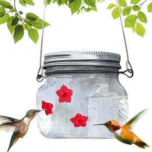 Altre forniture per uccelli da 475 ml Jar Mason Hummingbird Feeder con 3 porte di alimentazione rossa in plastica durevoli Outdoors Giardino Accessori appesi