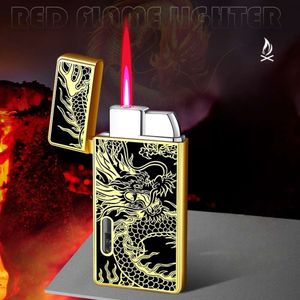 Ny Metal Windshield Direct Fire Red Flame Sparkling Gun Butane utan gas PORTABLE LIGHTER utomhus grillkök Cigargåva för män