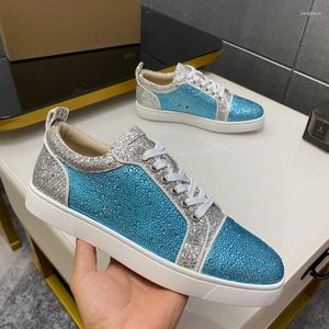 Sapatos casuais lantejous de diamante masculino e feminino