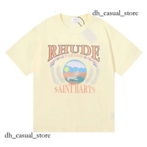 23SS RHUDE MENS Tİ STORE Yüksek Kaliteli Tess Tasarımcı Günlük Moda Kısa Kollu Avrupa Erkek Erkek Kadınlar Yuvarlak Boyun Tshirts ABD Boyutu S-XL 198