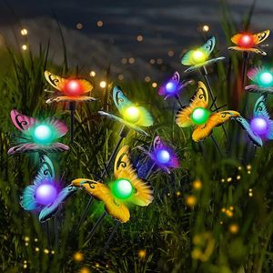 Solar Butterfly Lights Outdoor 12 LED Solar Firfly Light Waterproof Garden Garden Dekoracje Sprzedaż Lights Ogród 240407