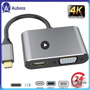 PD 87W Carregador rápido de alta velocidade Adaptador USB CLITTOR DE 5 Gbps 4 em 1 VGA USB3.0 Acessórios de computador Tipo-C Patring Station