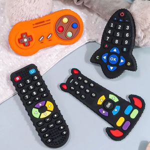 Tyryhu Baby Silicone Teether Toys Remote Control form gnagare gummi smärtlindring tänder leksak barn sensorisk utbildning 240407