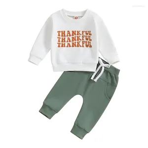 Clothing Sets Pudcoco Baby Boy 2 Piece Outfits Thanksgiving Letter Print Long Sleeve Sweatshirt Elastic Pants For Toddler Fall Clothes 0-3T