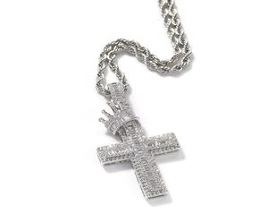 Collana a croce di corona vintage Mano di moda Necklace Gold Hip Hop collane a pendente ghiacciata Gioielli 2742557