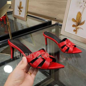 Designer Luxury Slippers Leather Sexy Summer Slim High Heel Sandals with Rope Combination Fashion Party Shoes Designer Shoes