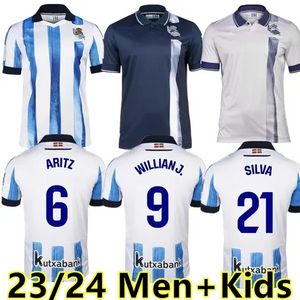 3xl 4xl 23 24 Real Sociedad Soccer Jerseys Cho ta Kubo Oyarzabal Sadiq Andre Silva Zubimendi Brais Mendez Merino Le Normand Hem Away Men and Kids 23 24 Football Shirt