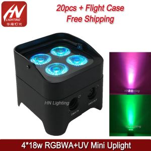 Światło 20pcs bateria obsługiwana w wysokości mini diody LED Par Light 4x18W RGBWA UV Wireless DMX Efekt Wedding DJ Uplitter IR Zdalny dowcip