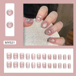 False Nails Long Ballerina Fashion Love Heart French Nail Tips Cat Eye Full Cover Press On Women Girls