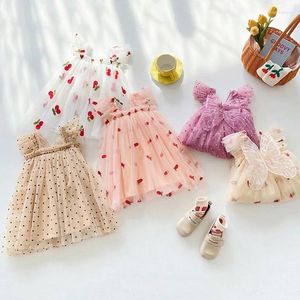 Flickaklänningar flickor prinsessa broderi fjäril ärmlös klänning barn småbarn födelsedag tyll kjol spädbarn sundress