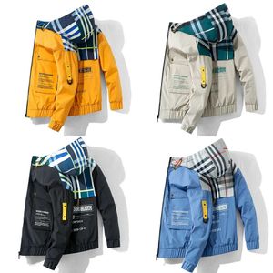 Autumn Waterproof Fashion Plaid Jackets Ing Hooded Coats Men Women Outerwear Splice Casual Brand Male Clothing