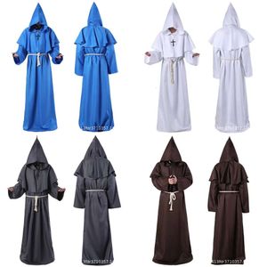 Costumes Halloween Medieval Friar Recedes sacerdotal Wizards Sacerdotes cosplays Capes Multicolor Wizard costumePuvt