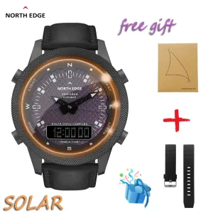 Relógios North Edge Men Digital Solar Watch Mens Outdoor Sport Watches Full Metal Metal Imper impermeável 50m Countsdown Stopwatch Smart Watch