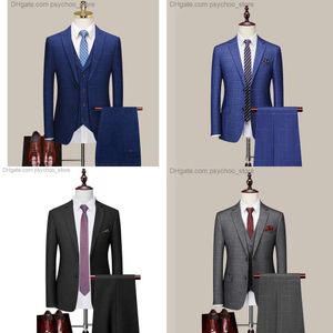 10 ألوان S-5XL Blazer Step Stest Pants Boutique Plaid Retro Business Mens Suit Groom Party Party Prom Brand Q230828