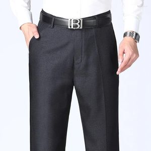 Men's Pants Men Black Slim Fit Office Business Man Streetwear Thicken Smart Casual Autumn Winter Mens Long Trousers Big Size 29-40