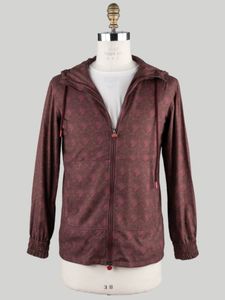 Mens Hoodies Wine Red Printed Zipper Hooded Cotton kiton Sweater Coat