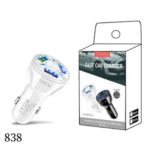 Быстрая быстрая зарядка PD USB C Car Charger PD Auto Power Adapter для iPad iPhone 13 14 15 Pro Max Samsung S23 S24 Android Phone GPS PC 838DD