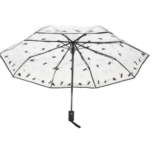 Paraplyer klara paraply bärbara transparent automatisk lätta vikning